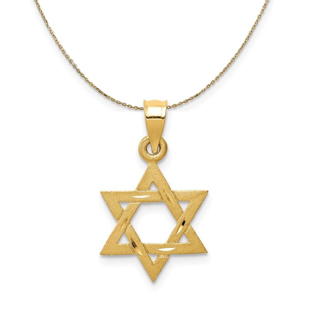 14k Yellow Gold Small Star of David Necklace - 24 Inch